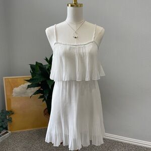 Elegant White Pleated Dress